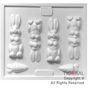 MOLDE A 1984 CONEJO (4FIGURAS) CON ZANAHORIAS x 4
